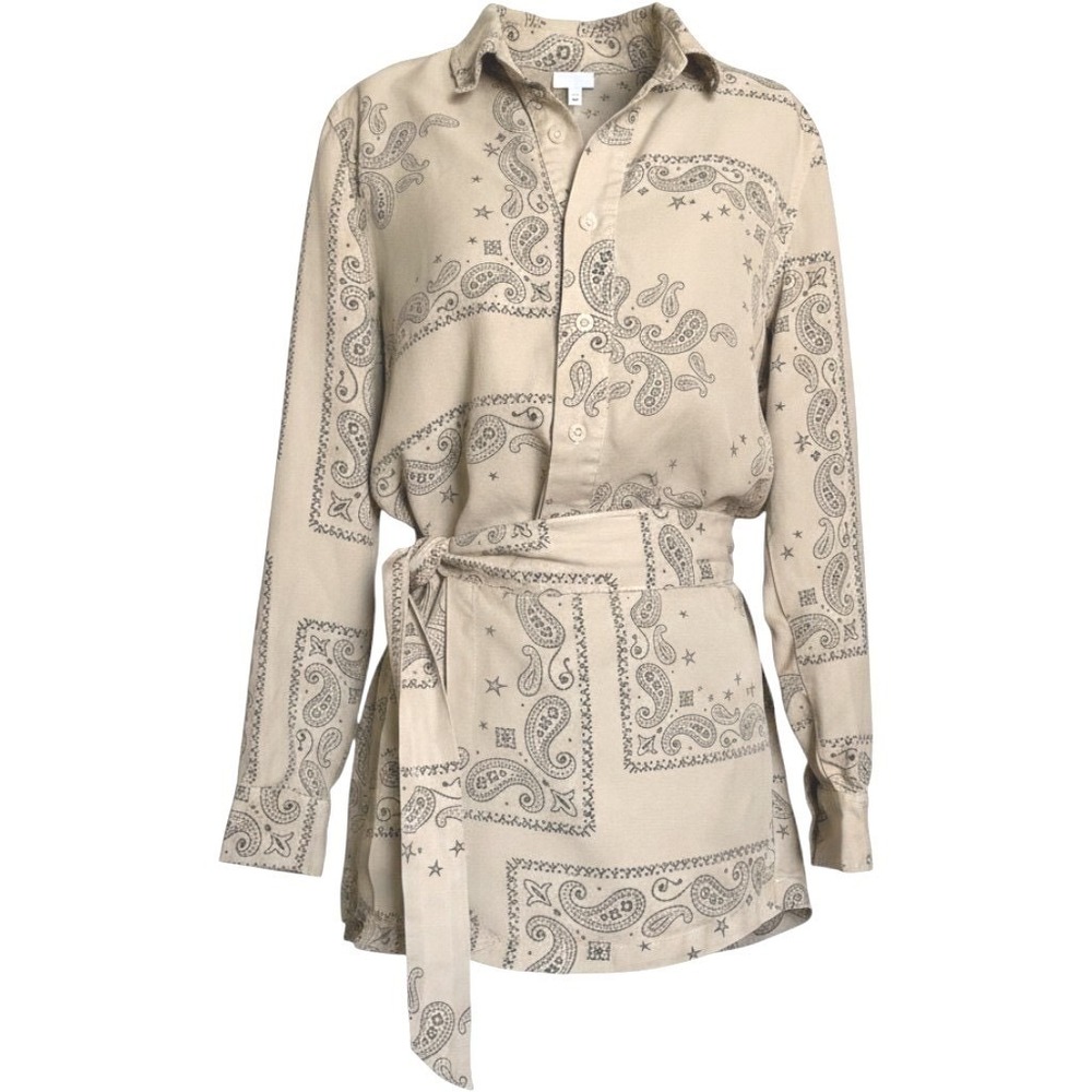 Pam & Gela Paisley Bandana Print Romper Small RHOBH Teddi Mellencamp Ivory Gray - Picture 2 of 16